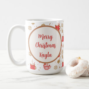 Cute Candy Cane Hot Cocoa Pattern Merry Christmas Coffee Mug