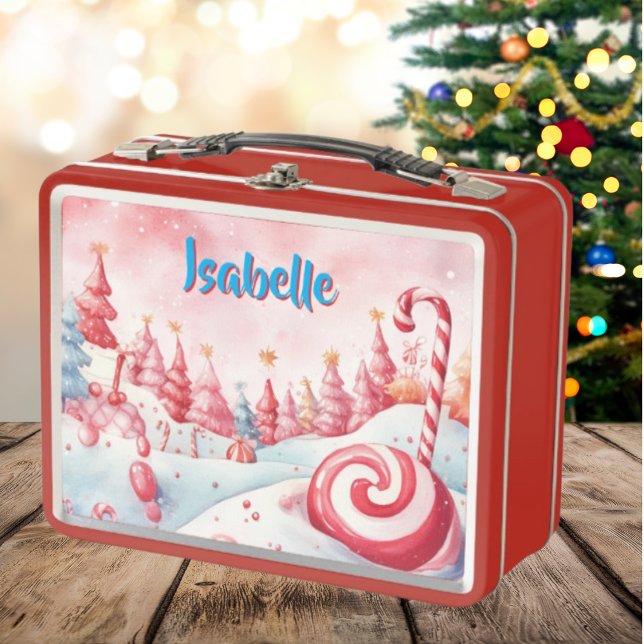  Cute Candy Cane Kids Christmas Metal Lunchbox (Creator Uploaded)