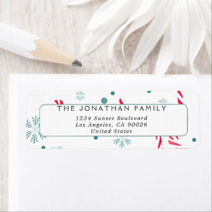 Cute Candy Cane Snowflakes Holiday Address