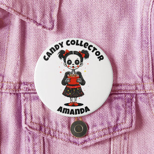 Cute Candy Collector Skeleton Girls Halloween 7.5 Cm Round Badge
