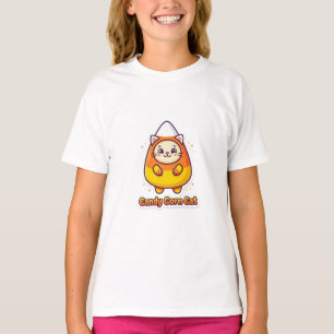 Cute Candy Corn Cat Funny Halloween Costume T-Shirt