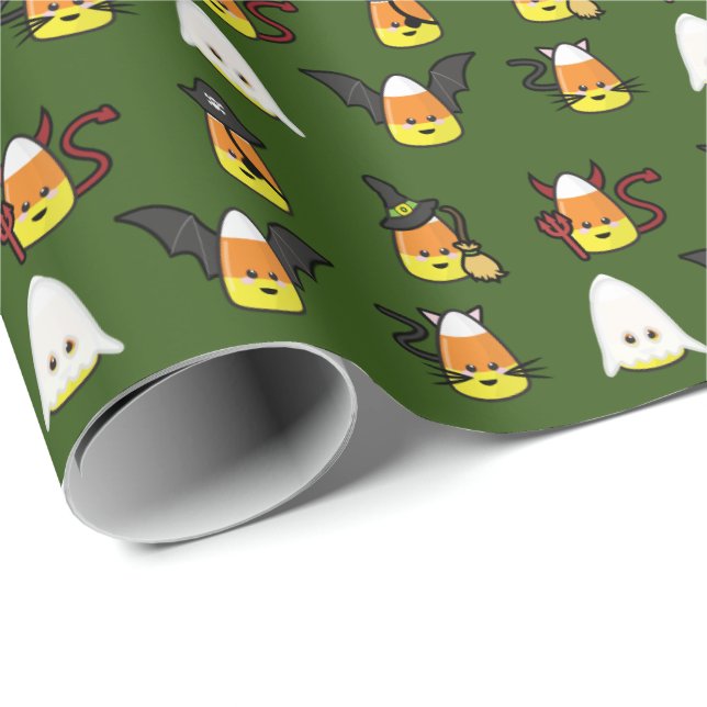 Cute Candy Corn Halloween Disguise Wrapping Paper (Roll Corner)