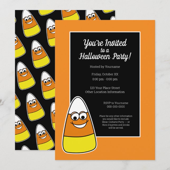 Cute Candy Corn Halloween Party Invitation (Front/Back)