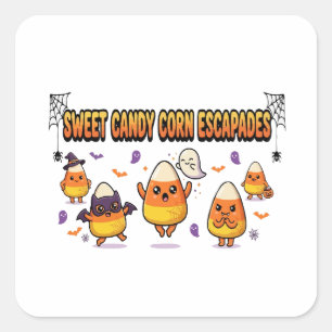 Cute Candy Corn Halloween Party Square Sticker
