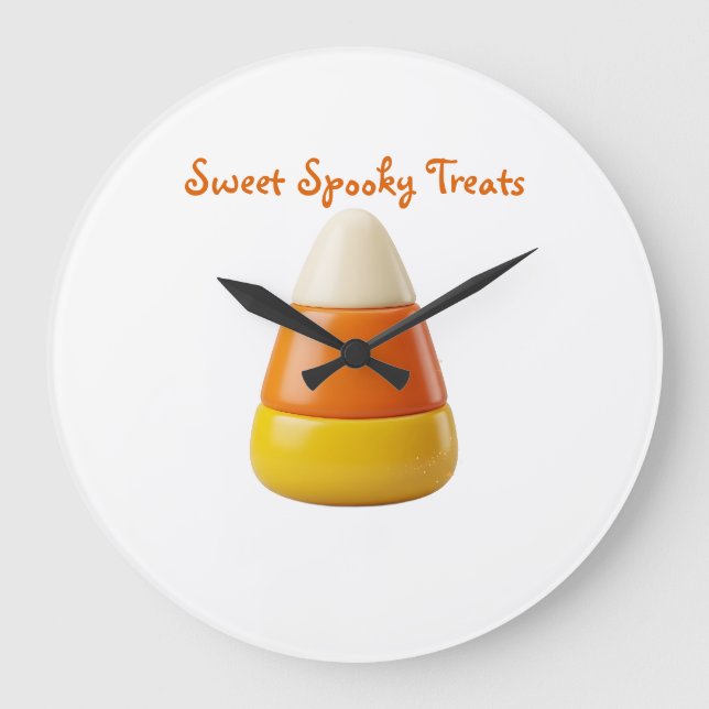 Cute Candy Corn Halloween | Sweet Spooky Art Large Clock (Front)
