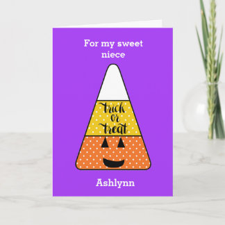 Cute Candy Corn Happy Halloween Niece Card