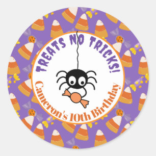 Cute Candy Corn Kids Halloween Party Spider Classic Round Sticker