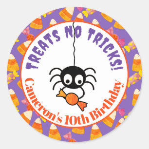Cute Candy Corn Kids Halloween Party Spider Classic Round Sticker