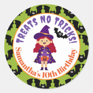 Cute Candy Corn Kids Halloween Party Witch Bats Classic Round Sticker