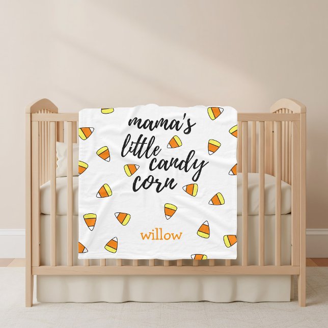 Cute Candy Corn Pattern White Fleece Blanket (Add your little candy corn's name to this cute fleece blanket)