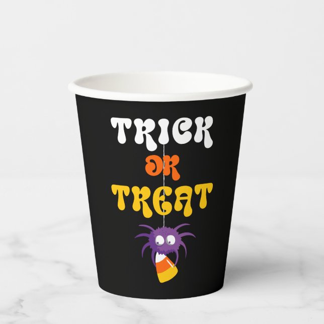 Cute Candy Corn Spider Halloween Party Paper Cups (Front)