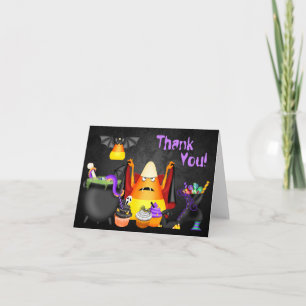 Cute Candy Corn Spooky Treats Halloween Thank You Card
