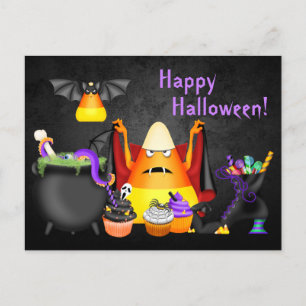 Cute Candy Corn Spooky Treats Happy Halloween Postcard