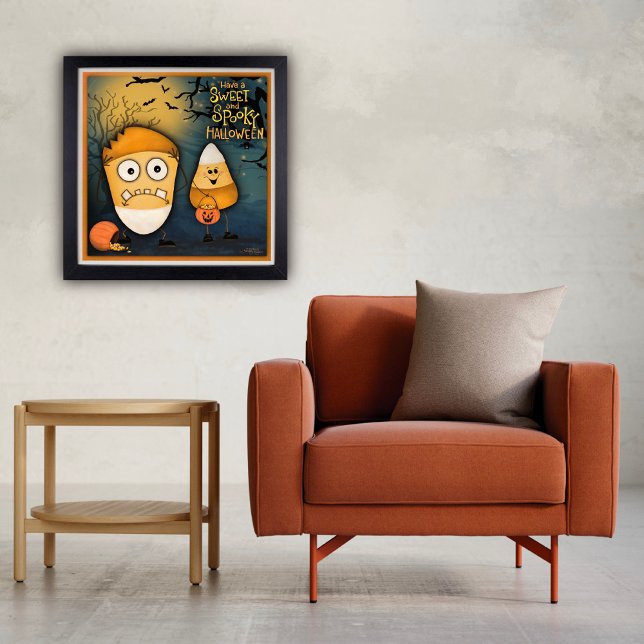 Cute Candy Corn Sweet and Spooky Halloween Poster (Creator Uploaded)
