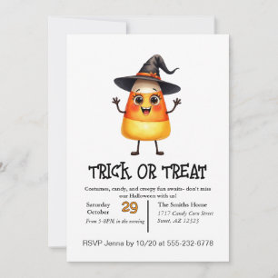 Cute Candy Corn Trick Or Treating  Invitation