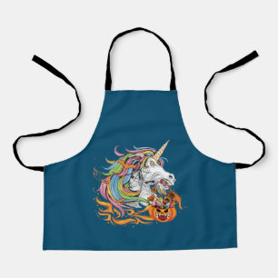 Cute Candy Corn Unicorn Halloween Apron