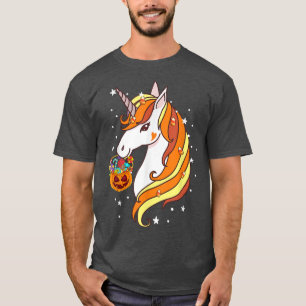 Cute Candy Corn Unicorn Halloween Costume Pumpkin T-Shirt