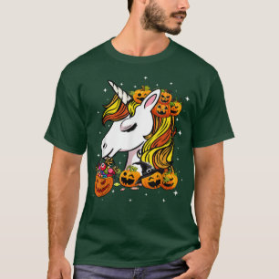 Cute Candy Corn Unicorn Halloween Pumpkin Men Wome T-Shirt