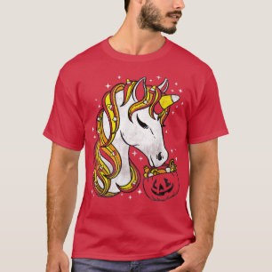 Cute Candy Corn Unicorn Halloween  T-Shirt