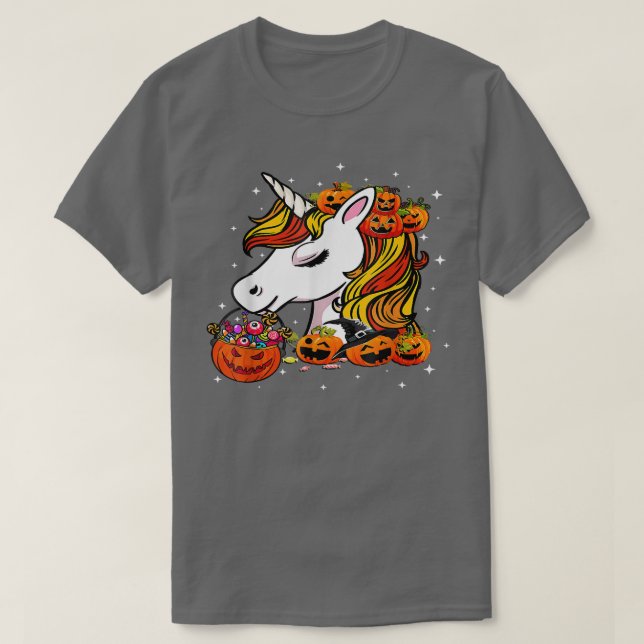 Cute Candy Corn Unicorn Halloween Top  (Design Front)