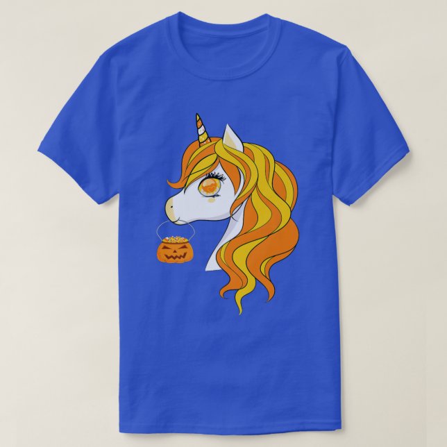 Cute Candy Corn Unicorn Pumpkin Halloween Costume  T-Shirt (Design Front)