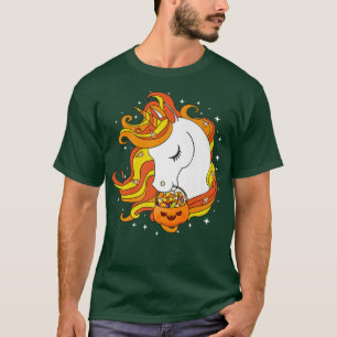 Cute Candy Corn Unicorn Pumpkin Halloween Women Gi T-Shirt