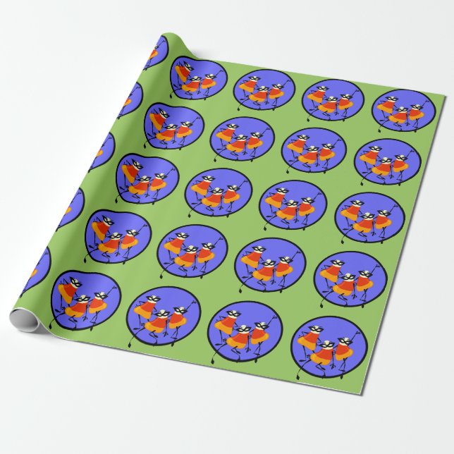 CUTE CANDY CORN WRAPPING PAPER (Unrolled)