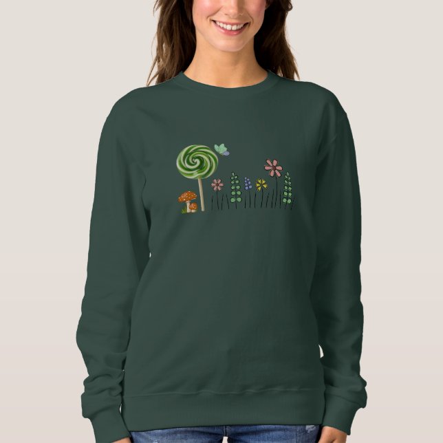 Cute Candy Garden Illustration. Women’s Cozy Basic Sweatshirt (Front)