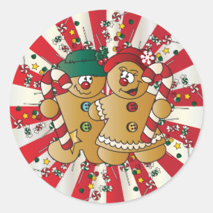 Cute Candy Gingerbread Classic Round Sticker