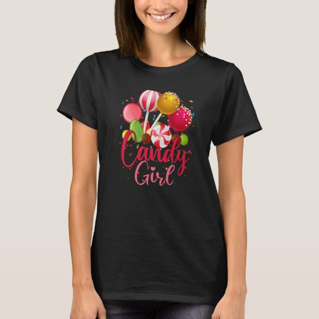 Cute Candy Girl Sweet Lolly Cotton Lollipop Candy  T-Shirt (Front)