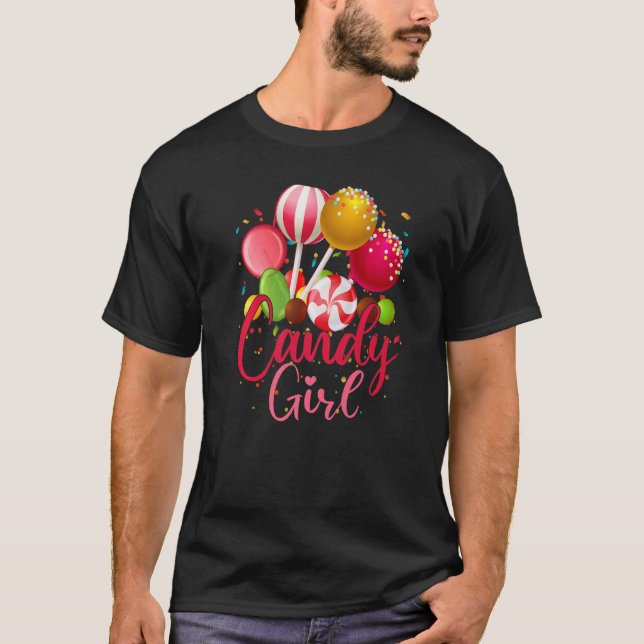 Cute Candy Girl Sweet Lolly Cotton Lollipop Candy  T-Shirt (Front)
