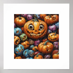 Cute Candy Halloween Pumpkin Poster