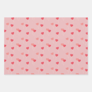 Cute Candy Heart Wrap Paper Flat Sheet Set of 3