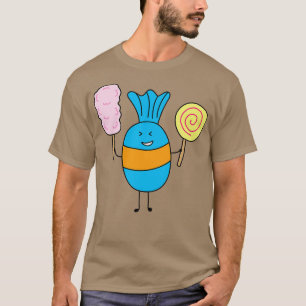 Cute Candy Holding Lollipop And Cutton Candy T-Shirt