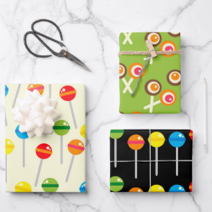 cute candy lollipops pattern wrapping paper sheet