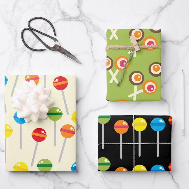 cute candy lollipops pattern  wrapping paper sheet (Front)