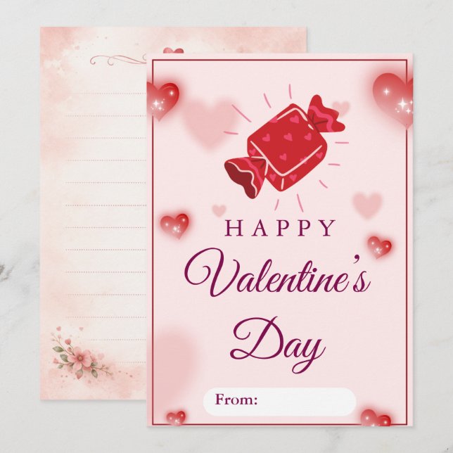 Cute Candy Love Valentine’s Day Card (Front/Back)