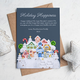 Cute Candy Neighbourhood Christmas Flat  Holiday Card