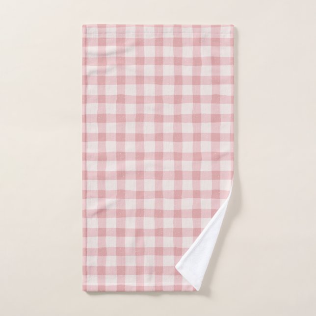 Cute candy pink pastel plaid  hand towel (Hand Towel)
