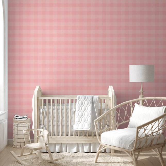 Cute candy pink plaid pattern wallpaper  (Kids)