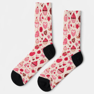 Cute Candy & Sweets Valentine Seamless Pattern  Socks
