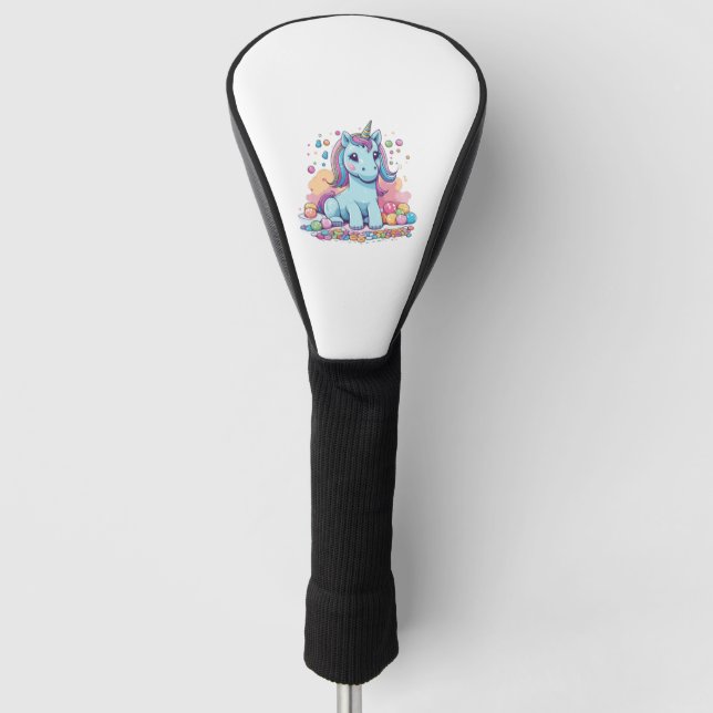Cute candy unicorn  golf head cover (Front)