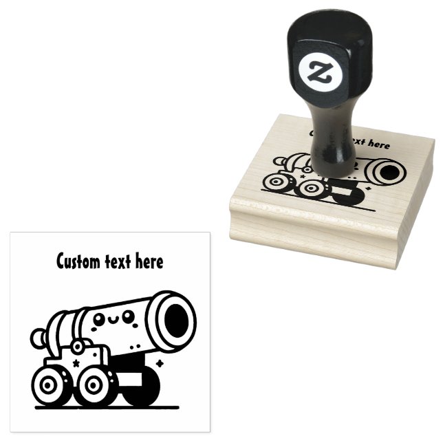 Cute Cannon Rubber Stamp (Stamped)