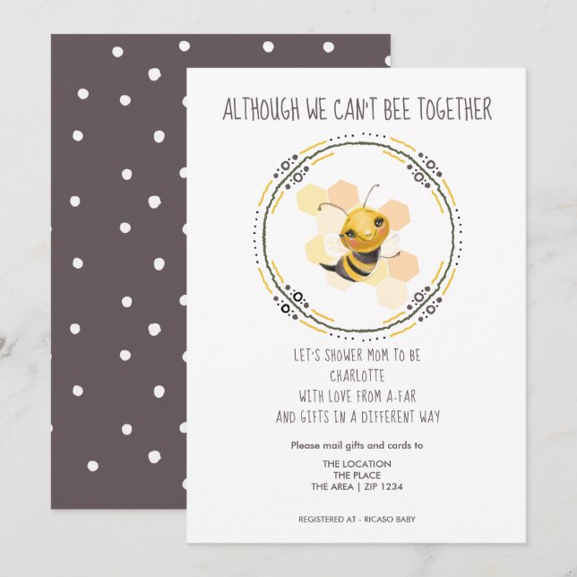 Cute Cant Be Together Baby Shower by Mail Invitation (Front/Back)