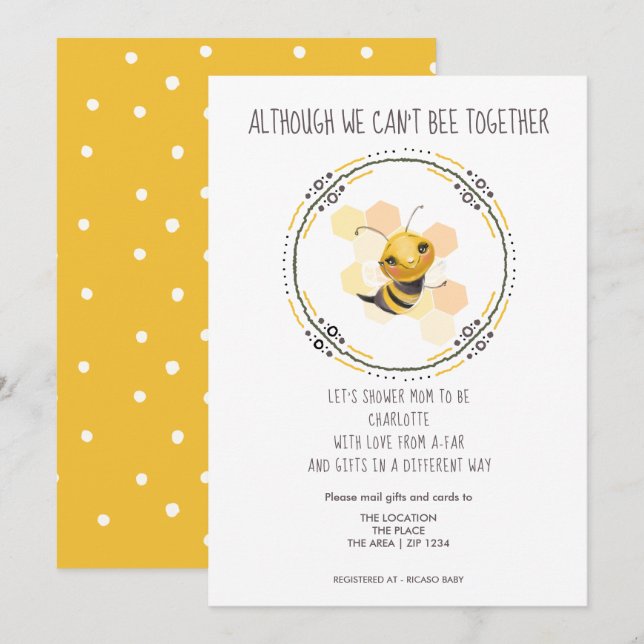 Cute Cant Be Together Baby Shower by Mail Invitation (Front/Back)