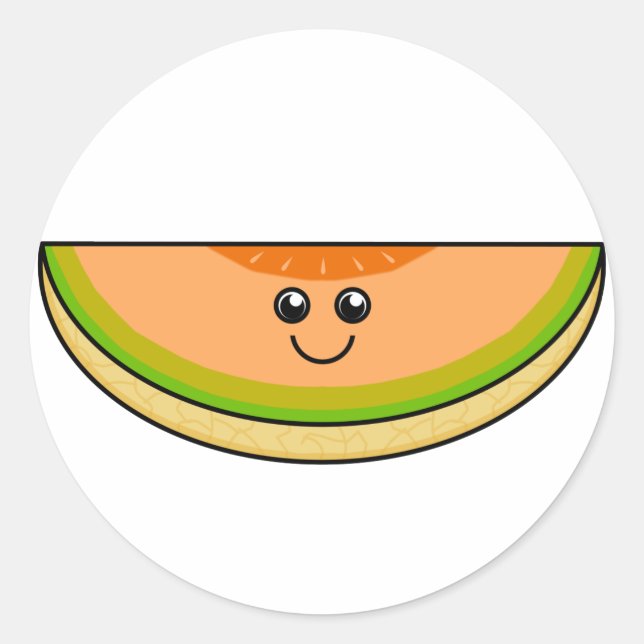 Cute Cantaloupe Classic Round Sticker (Front)