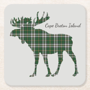 Cute Cape Breton Island moose tartan drink coaster