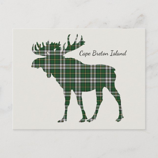 Cute Cape Breton Island moose tartan postcard (Front)