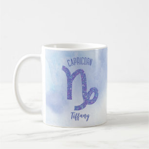 Cute Capricorn Astrology Sign Personalised Purple Coffee Mug