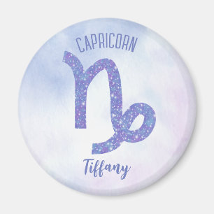 Cute Capricorn Astrology Sign Personalised Purple Magnet